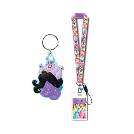 Novelty Character Accessories and Novelty Character Collectible Accessories Disney Princesses Pink Lanyard with Card Holder and Disney Villains The Little Mermaid Ursula the Sea Witch Soft Touch PVC K