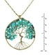 thumbnail image 4 of Collar Largo de Latón con el Árbol Eterno de la Vida y Piedra Turquesa Reconstruida, 4 of 5