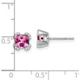 thumbnail image 4 of 14K White Gold Cushion Created Pink Sapphire And Diamond Earrings (Width 6.9) (Length 6.9) - Jbsp, 4 of 5