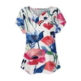 thumbnail image 3 of Mujeres Tops Casual Manga Corta V-Cuello Botón Decoración Plisado Blusa para Más Tamaño L-5xl, 3 of 3