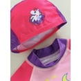 thumbnail image 6 of Genuiskids Toddler Kids Girl Swimsuit 3-8 Years Girl Bathing Suit Baby Rashguard Trunk and Hat 3PCS Beachwear Unicorn Print Swimwear Set, 6 of 9