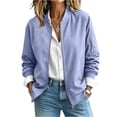 thumbnail image 3 of Dezsed Women's Casual Zip Up Bomber Jacket Lightweight Long Sleeve Windbreaker Coat Thin Sports Outerwear Spring Fall Clothes with Pockets Purple M, 3 of 6