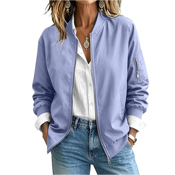 AloohaidyvioNo Boundaries Womens Zip Up Jackets Lightweight Long Sleeve Casual Loose Fall Jacket with Pockets