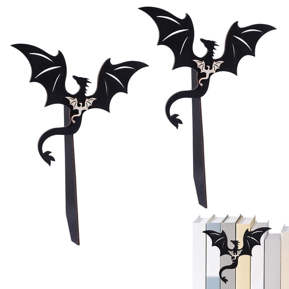2Sets Black Wood Dragon Bookshelf Decor Handmade Wooden Bookshelf Accessories Dragon Book Corner Decoration Bookish Gift for Books Lover Library