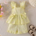 thumbnail image 2 of RMGVDSD Baby Girl Clothes Floral Print Toddler Girls Summer Outfit Sleeveless Ruffle Shirt Tank Tops And Shorts Two Piece Sets Toddler 18-24 Months, 2 of 5
