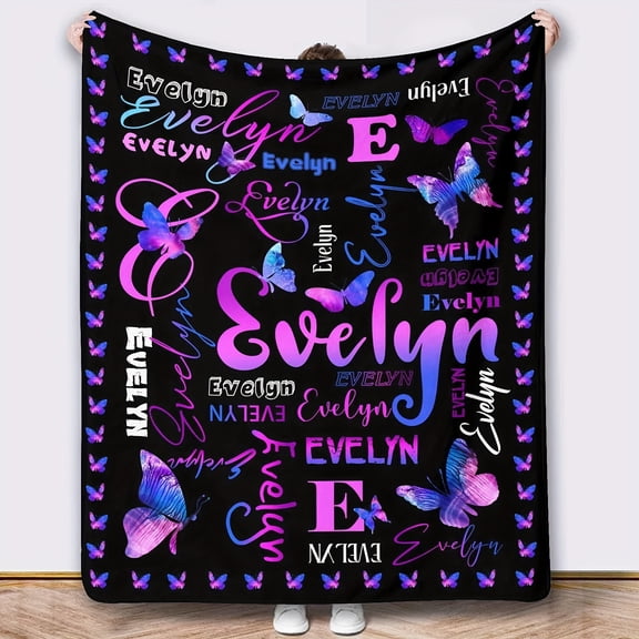 Flannel Blanket with Vibrant Butterfly Print Personalized Gift for Friends Cozy Throw for Home Office or Outdoor Use All Season Comfort Hypoallergenic Machine Washable Personalized Blanket