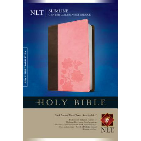 Slimline Center Column Reference Bible NLT, TuTone (Red Letter, LeatherLike, Dark Brown/Pink