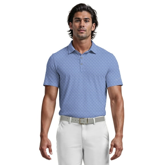 Ben Hogan Men's and Big Men’s Golf Clubs Print Short Sleeve Golf Polo Shirt, up to Size 5XL