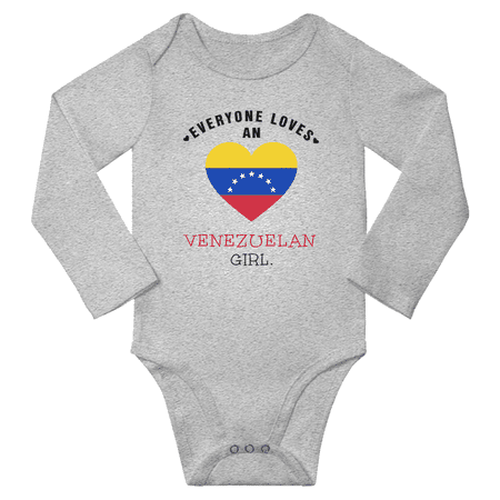 

Everyone Loves An Venezuelan Girl Baby Long Slevve Bodysuit Outfits (Gray 3-6 Months)