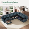 thumbnail image 3 of Marrber Blue 137" 7-Seat Convertible Modular Sectional with Storage, Plush Pillows & Adjustable Armrests in Pet-Friendly Cloud Corduroy, 3 of 10