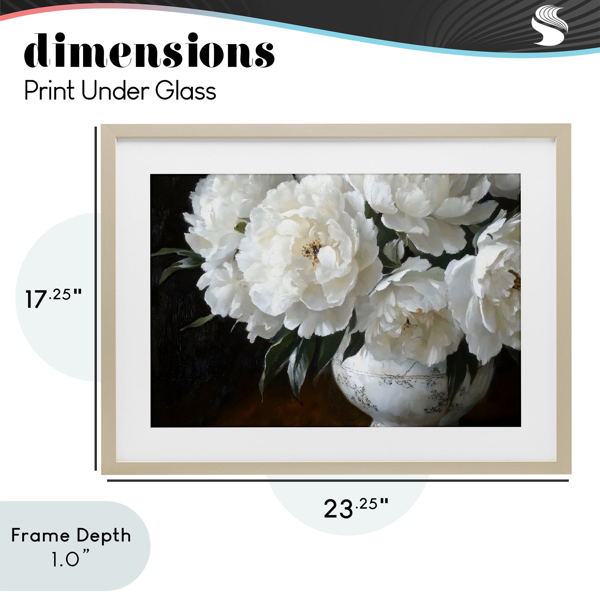 Stupell Industries White Flowers in Vintage Vase Birch Framed Print Under Glass, design by Petal Prints Design