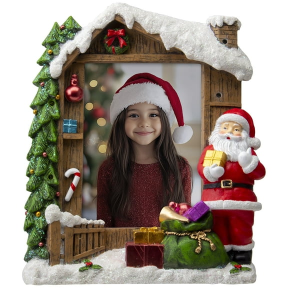 FINE PHOTO GIFTS Santa's Cottage Light Up Resin 5" x 7' Picture Frame