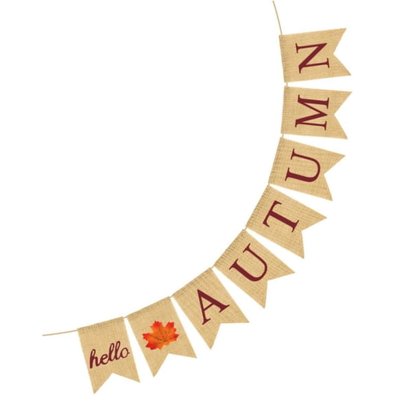 Autumn Burlap Bunting Banner with Maple Leaf Design Fall Themed Garland Decoration for Thanksgiving Party Home Banquet and Seasonal Festive Layout