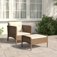 thumbnail image 1 of vidaXL 2 Piece Garden Lounge Set with Cushions Brown Poly Rattan, 1 of 5