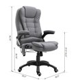 thumbnail image 2 of Adjustable Grey Massage Office Chair - Ergonomic Recliner with 130° Tilt | Home & Executive Desk Chair with Linen Fabric & 6-Point Massage Functionality, 2 of 7