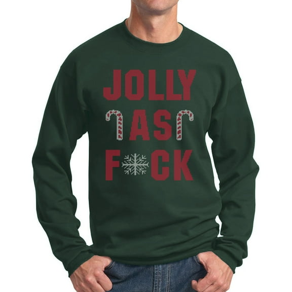 Christmas Sweater Sweatshirt - Funny Xmas Crewneck Forest Green (2XL)