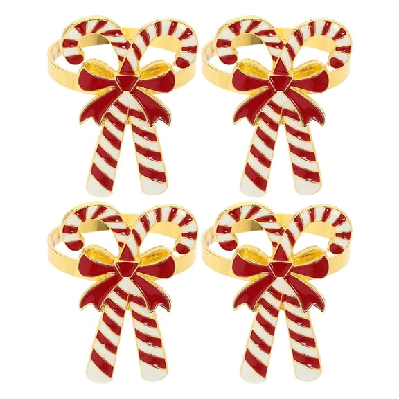 WHAMVOX Christmas Napkin Rings in Alloy Material with Festive Bowknot Design for 4 Pieces