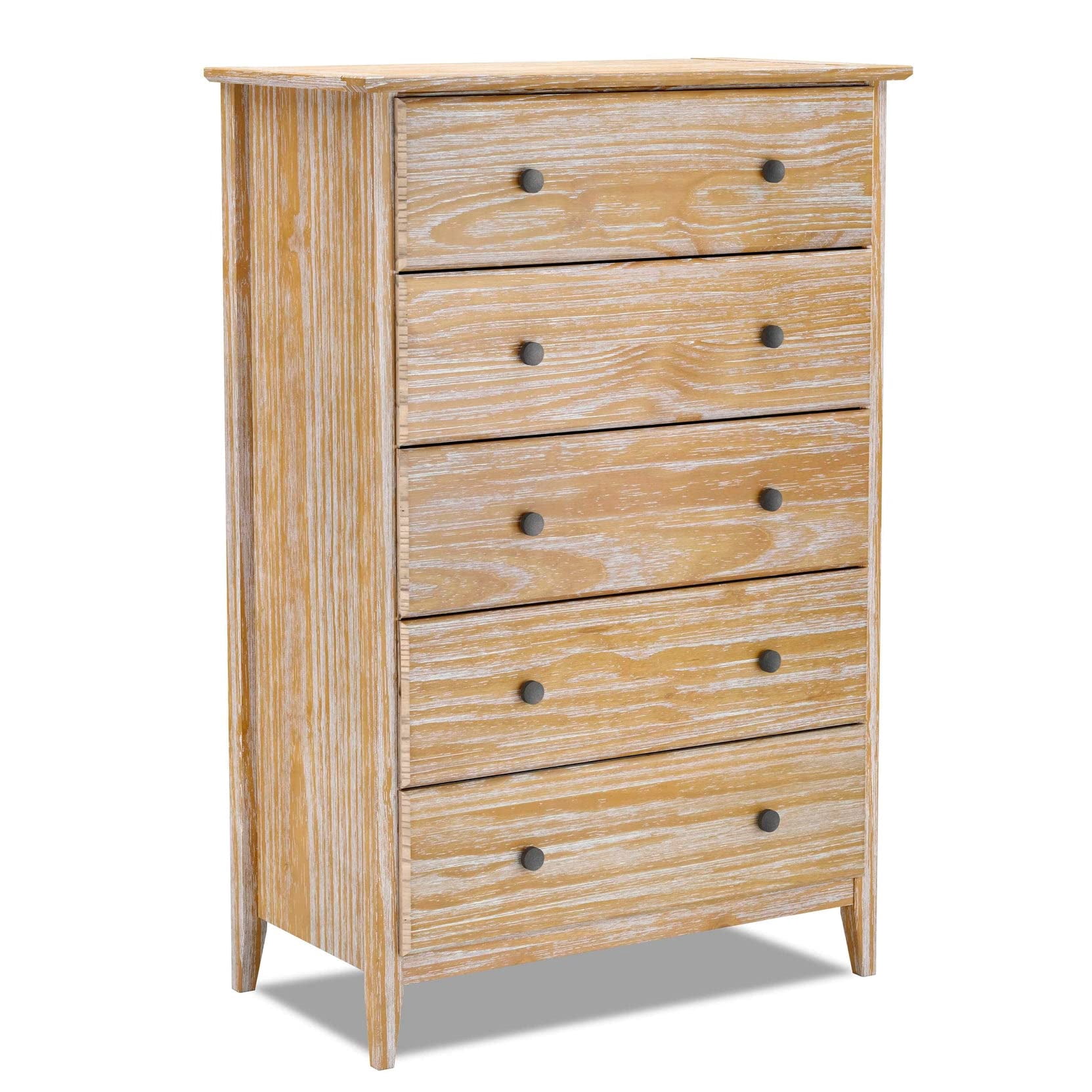 Grain Wood Furniture Greenport 5-Drawer Chest, Solid Wood with Brushed Driftwood Finish
