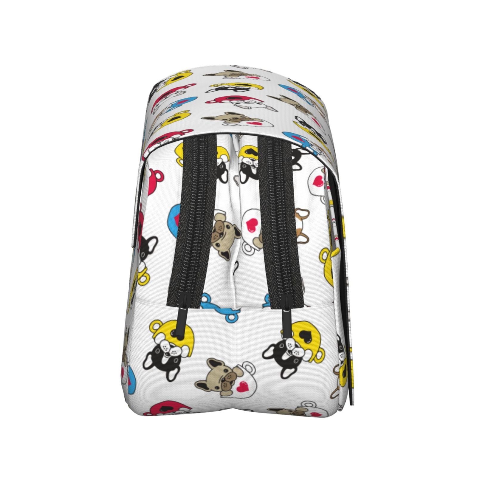 Rateoe French Bulldog With Coffee Cup Pattern Double Clamshell Pen Case, Storage Organizer with Two Zipper Compartments– Holds Up to 50 Pencils & Pens