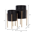 thumbnail image 5 of Decorative Flower Pots with Metal Stand for Home Decor - Modern Planters for Hallway, Entryway, and Living Room Decor - Indoor and Outdoor Pots for Plants Styling - Set of 2, 23", 19", Black & Gold, 5 of 16