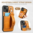thumbnail image 4 of Feishell for iPhone 14 Plus Wallet Case with Card Credit Slot, Hand Wrist Strap Loop Holder Kickstand, Ring Holder PU Leather Camera Protection Shockproof Solid Color Cover, Khaki, 4 of 9