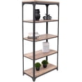 thumbnail image 1 of Librero Rack Multifuncional | Estantería Alta y Estructura de Metal | 4secciones | Ideal para Recámara Sala de Estar u Oficina | Diseño Funcional | Color Nogal, 1 of 7