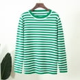 thumbnail image 3 of Striped Sweater for Women Long Sleeve Round Neck Trendy Casual Knitted Tops Pullover Jumper Knits Green,L, 3 of 5
