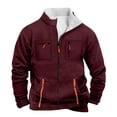 thumbnail image 4 of safuny Men's Full Zip Fleece Jacket Stand Collar Multi - Pocket Outdoor Casual Outerwear Wine S, 4 of 4