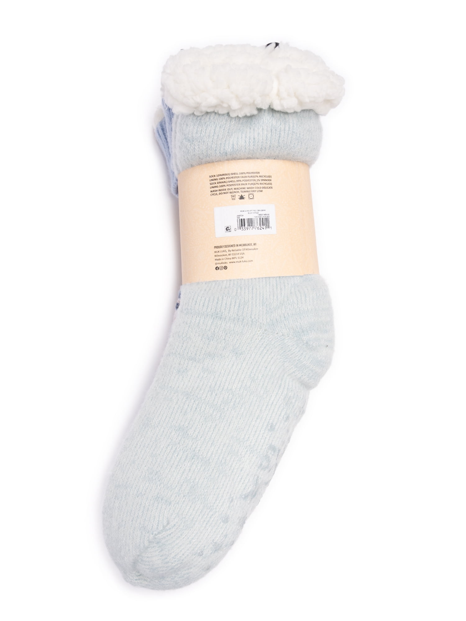 MUK LUKS Women's Tall Cabin Socks, One Size Fits Most, 2-Pack