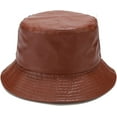 thumbnail image 4 of CoCopeaunts Leather Bucket Hat Casual Outdoor Cool Sunscreen Fisherman Hats Street Activities Hiking Fishing Folding Bucket Cap, 4 of 8