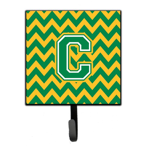 Letter C Chevron Green and Gold Leash or Key Holder