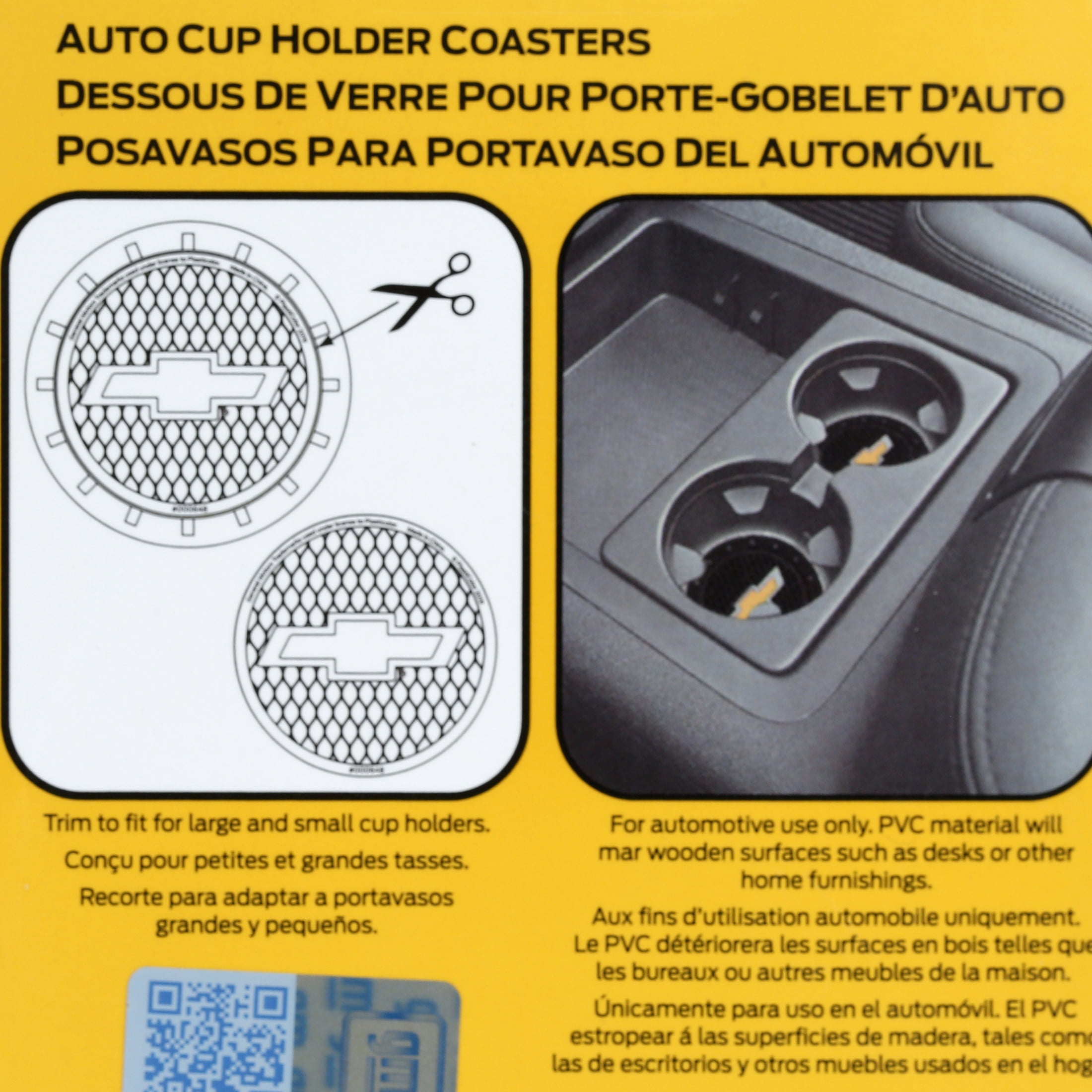 PlastiColor Chevrolet Bowtie Gold Automotive Cup Holder Coasters 2 Pack
