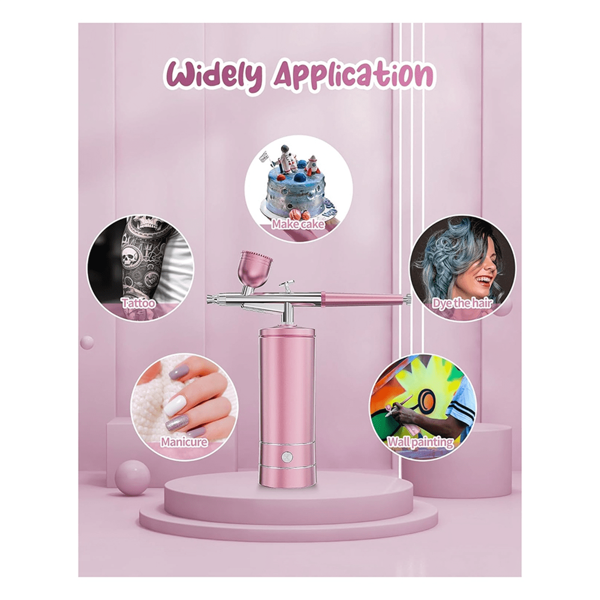 Airbrush Kit with Compressor, Portable Nail Spraygun, Rechargeable Cordless Airbrush Set, Handheld Airbru