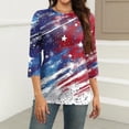 thumbnail image 3 of HAVUITYY Independence Day 3/4 Sleeve Sweaters for Womens, Plus Sized Fashion Flag Printed Crew-Neck Pullover, Women's Spring Going Out Tops for Gifts & Wear, 3 of 5