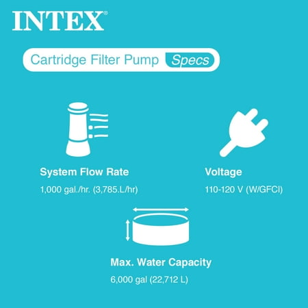 Intex - 1000 GPH Easy Set Above Ground Swimming Pool Filter Pump System + Filters - Multi