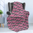 thumbnail image 4 of Pink Zebra Soft Flannel Fleece Throw Blanket, Zebras Pattern Wild Animal Hippie Indie Tropical Tones Pastel, Cozy Plush for Indoor and Outdoor Use, 60" x 80", White Black Pink, by Ambesonne, 4 of 5