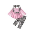 thumbnail image 1 of Seyurigaoka Toddler Baby Girls Clothes Set Leopard Print Ruffled Long Sleeves Tops and Casual Pants Headband, 1 of 9