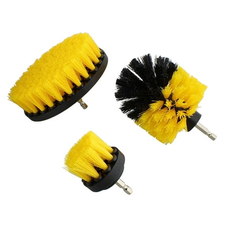 

ABN Drill Brush Power Scrubber 3 Piece Set for 1/4in Drive - Yellow Med Bristle