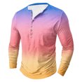 thumbnail image 2 of Jalioing Men's Gradient Shirts Loose Long Sleeve Crew Neck Button T Shirt Spring Summer Casual Pullover Shirts, 2 of 4