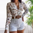 thumbnail image 3 of Camisas De Verano Blusa con estampado floral Camisas Slim Fit Mujer Casual Ropa diaria (Marrón M) Ygjytge para Mujer Marrón T XL, 3 of 6