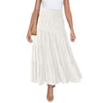 thumbnail image 2 of HGIEYS Womens White Maxi Skirt Summer Boho Long Pleated A-Line Flowy Elastic High Waist Beach Tiered Skirt, 2 of 7
