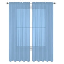 Decotex 2 Piece Elegant Solid Sheer Window Curtain Panels Treatment Drapes (55" X 120", Light Blue)