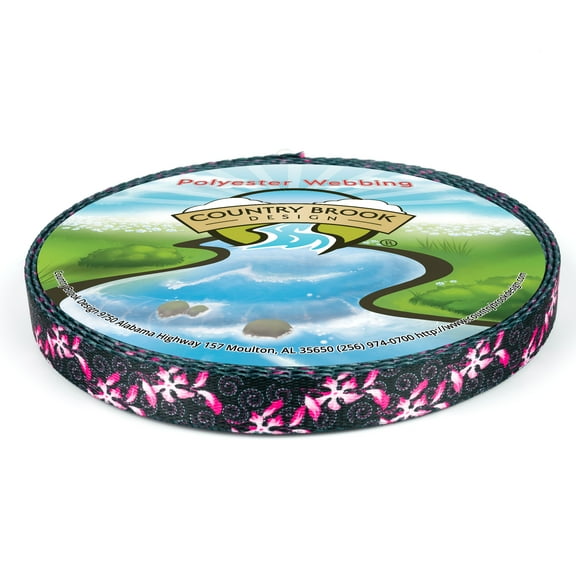Country Brook Design - Pink Honeysuckle Breeze Polyester Webbing (3/4 Inch, 50 Yards)
