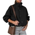 thumbnail image 3 of Tqcoqu Womens Funnel Neck Windbreaker Jacket, Lightweight Bomber Jackets, Trendy Oversized Streetwear Coat with Stand Collar,Women's,Size S-XXL, 3 of 9