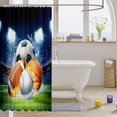 thumbnail image 3 of Manfei Cartoon Sports Shower Curtain 72Wx84L, Football Soccer Basketball Baseball Bathroom Shower Curtain, Navy Green Orange, 3 of 5