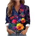 thumbnail image 3 of TaTaai Women Casual Printed Long Sleeve Collared Shirt Button Down Blouse Ladies Daily Commute Festival Event Wear Soft Breathable Non See Through Stylish Comfortable Top Gift, 3 of 6