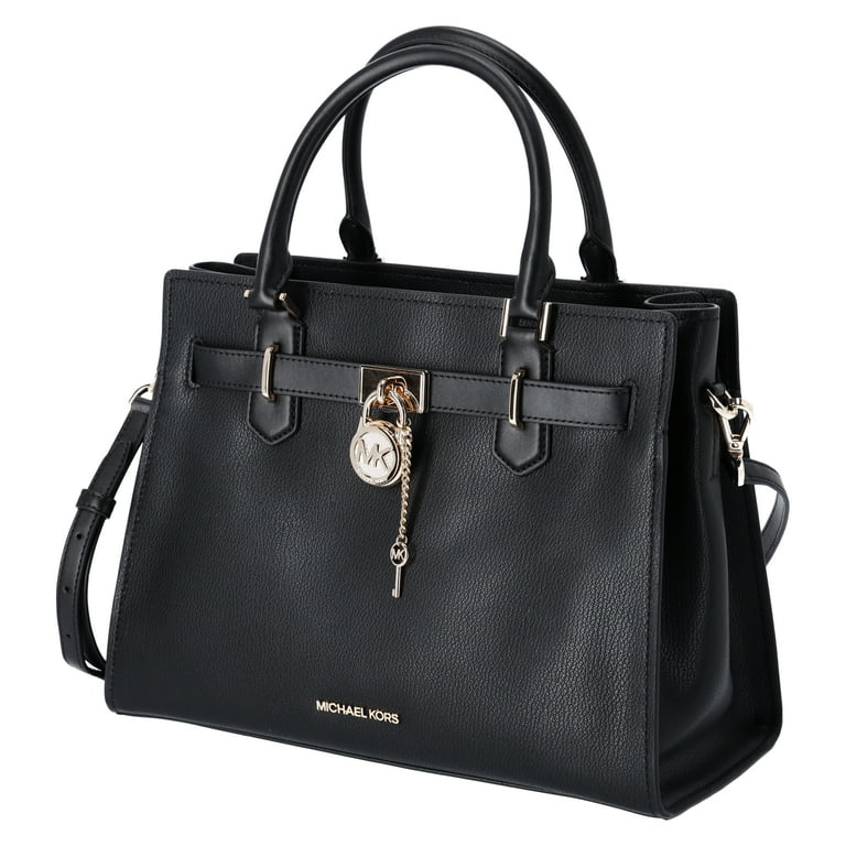 Michael Kors Hamilton Medium Satchel Crossbody Black Pebbled Leather Walmart