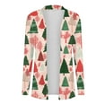 thumbnail image 3 of Christmas Cardigan Women Mid Length Coat Snowflake Outwear Fleece Warm Outfits Christmas Printed Outerwear Open Front Clothing Santa Claus Reindeer Tees Coats, 3 of 6