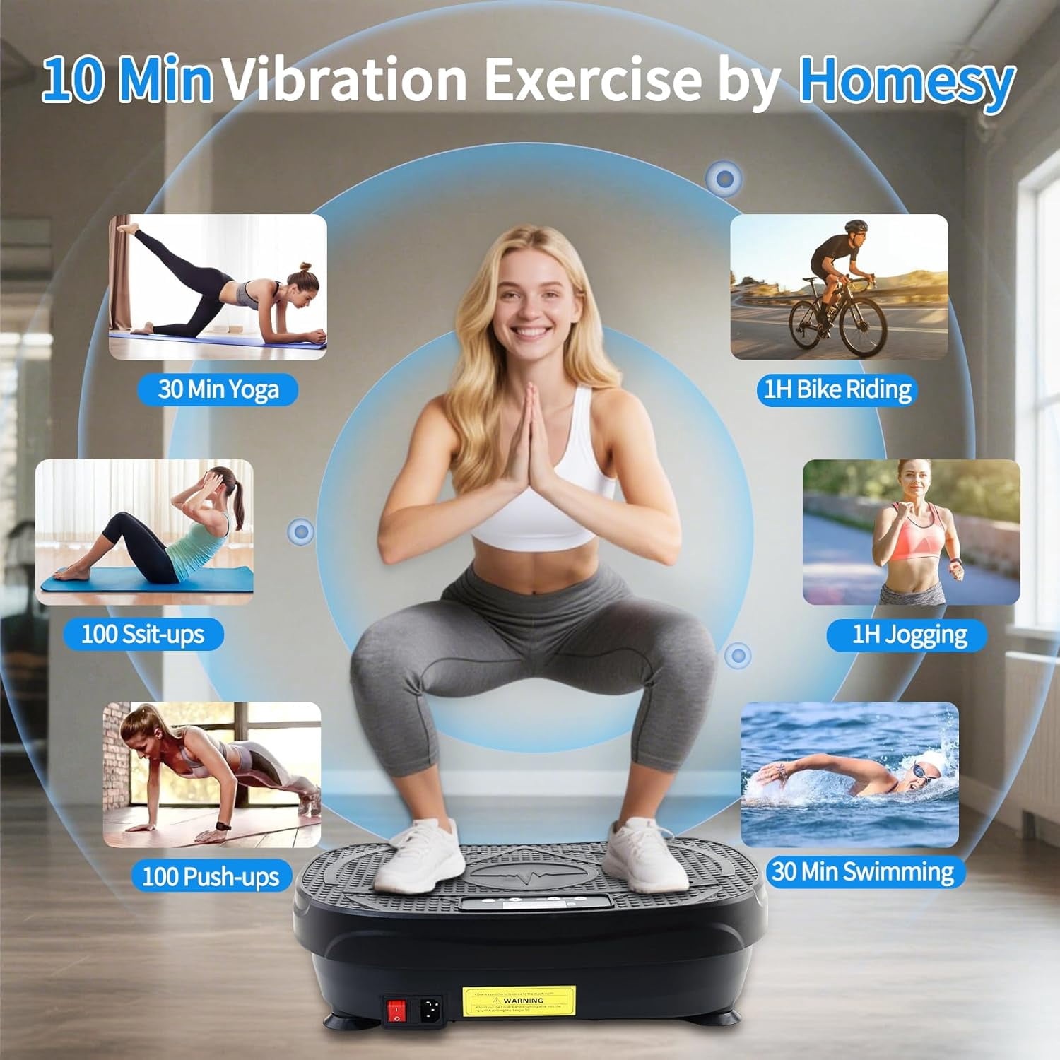 Vibration Plate Exercise Machine for Full Body Workout, Fat Burning & Lymphatic Drainage with Remote Control