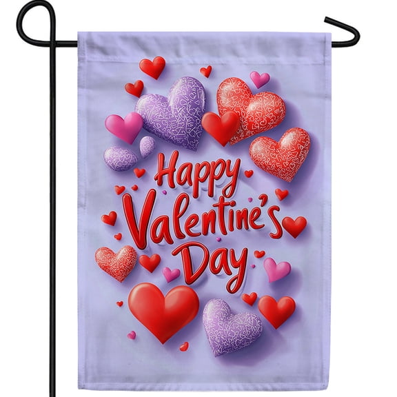 America Forever Colorful Hearts Valentine's Day Garden Flag, 12.5 x 18 inch Double Sided, Love Romance Holiday, February Hearts Decor, Celebration Outdoor Decoration Yard Banner